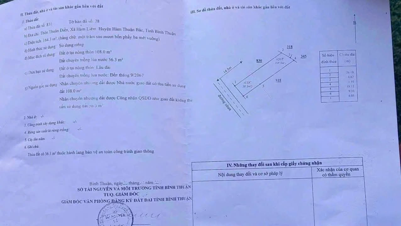 Đất thổ cư mặt tiền nhựa 164m² giá 1.4 tỷ - Gần KCN Phan Thiết