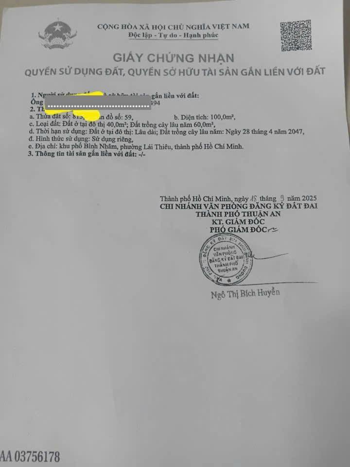 Đất nền phường Bình Nhâm 200m² giá 3.2 tỷ - Gần trường Nguyễn Trung Trực