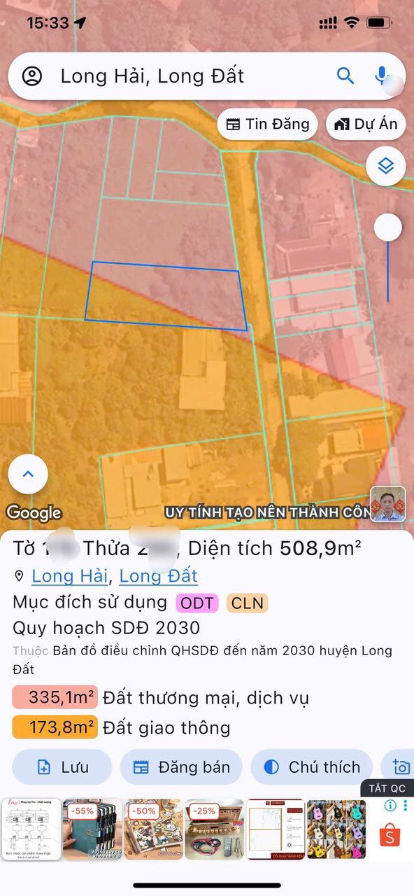 Đất nền khu sinh thái Long Hải 1009m² giá 6.5 tỷ - Đầu tư sinh lời cao!