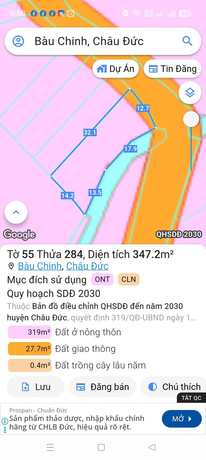 Đất nền Bàu Chinh Châu Đức 384m² giá 920 triệu - Đường bê tông rộng 5m!