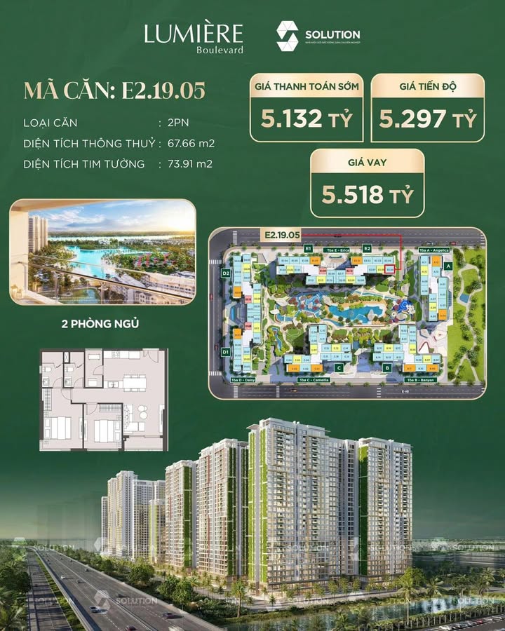 Căn hộ Lumière Boulevard Thủ Đức 67m² giá 5.132 tỷ - Căn cuối cùng không thể bỏ lỡ!