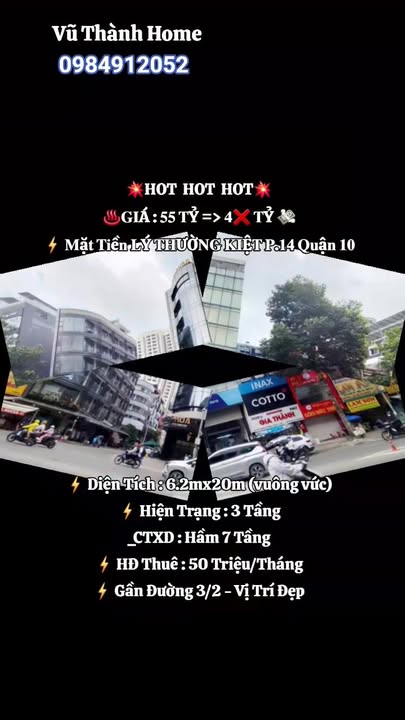 FrontHouse Lý Thường Kiệt Quận 10, 124m² giá 55 tỷ - Mặt tiền kinh doanh lý tưởng!