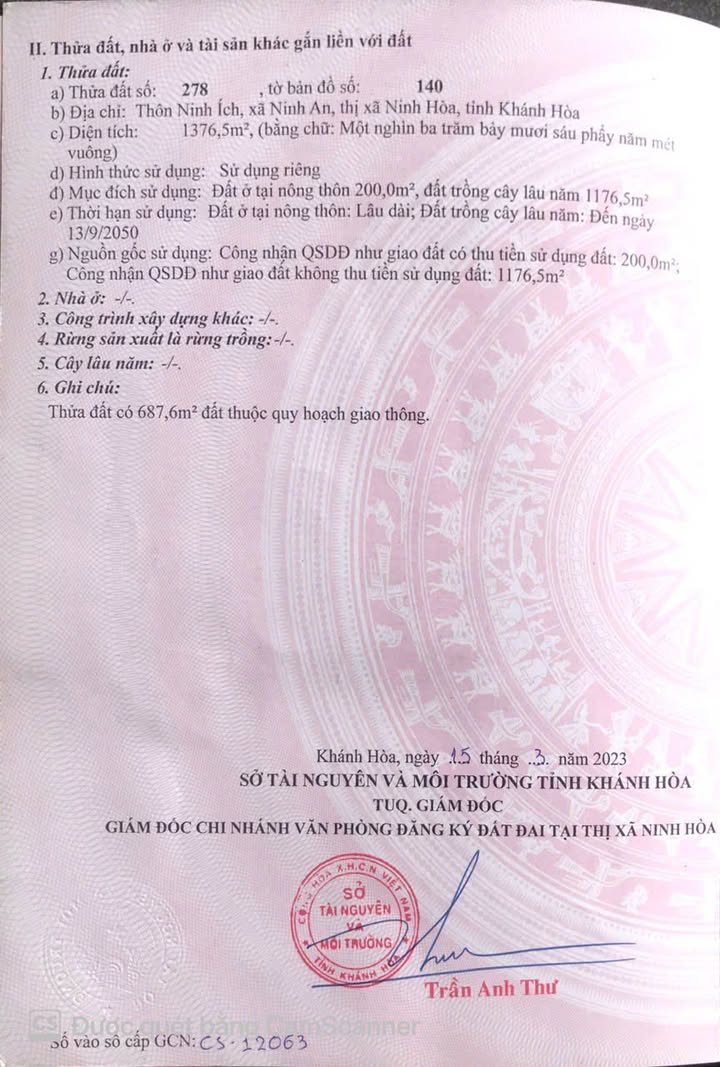 Đất mặt tiền Quốc lộ 1A Ninh Hòa 1376m² giá 11.012 tỷ - Đầu tư sinh lời ngay!