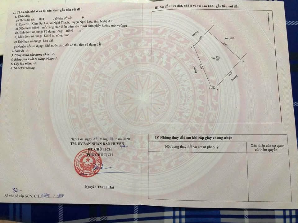 Đất nền xóm 8 Nghi Thạch 469m² giá thỏa thuận - Mặt tiền đẹp, cơ hội đầu tư tốt!