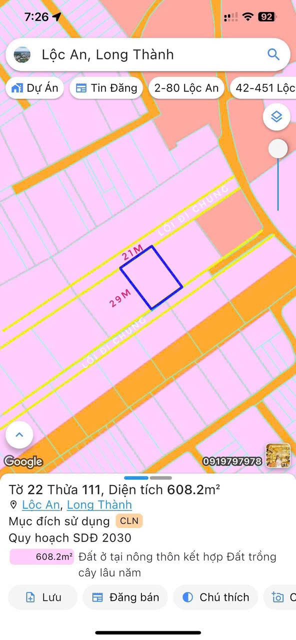 Đất Lộc An - Long Thành 608m² giá chỉ 2.43 tỷ - Cơ hội không thể bỏ lỡ!