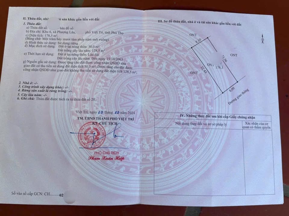 Đất nền 178m² Phượng Lâu, Việt Trì - Giá chỉ 1.5 tỷ, ô tô vào tận nơi!