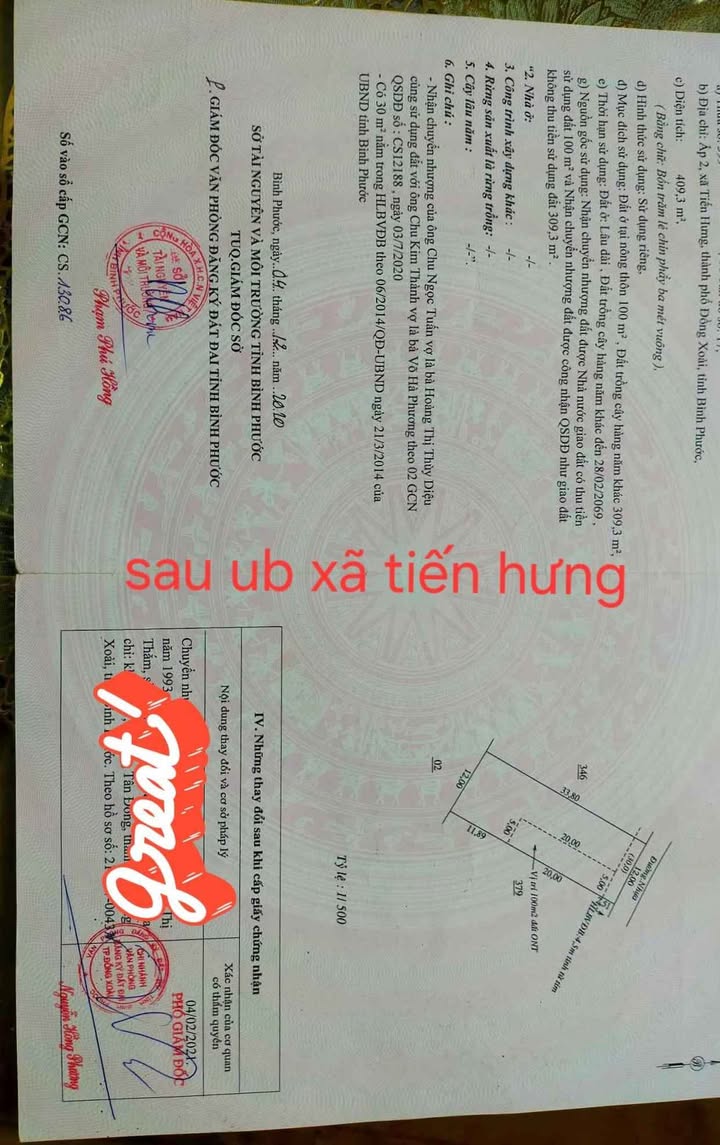 Đất thổ cư 396m² tại Đồng Xoài, Bình Phước - Sổ đỏ chính chủ, giá chỉ 1.5 tỷ!