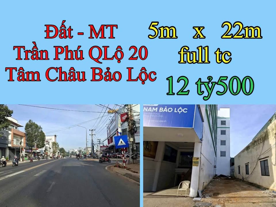 Đất mặt tiền Trần Phú, Bảo Lộc 112.5m² giá 12.5 tỷ - Full tiện ích, sẵn sàng đầu tư!