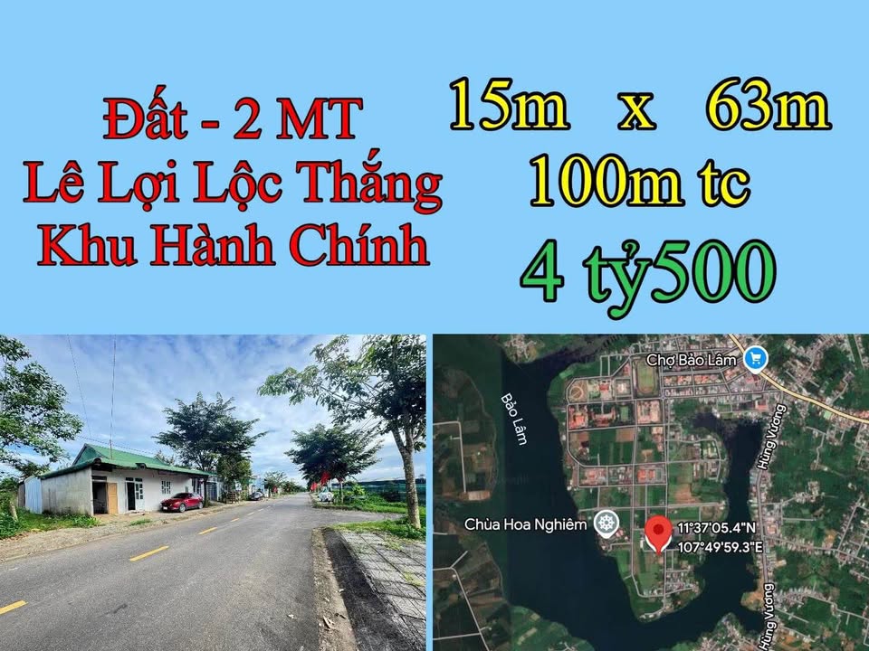 Đất 2 mặt tiền đường Lê Lợi, Lộc Thắng, Bảo Lâm 945m² giá 4.5 tỷ - Cơ hội đầu tư tuyệt vời!