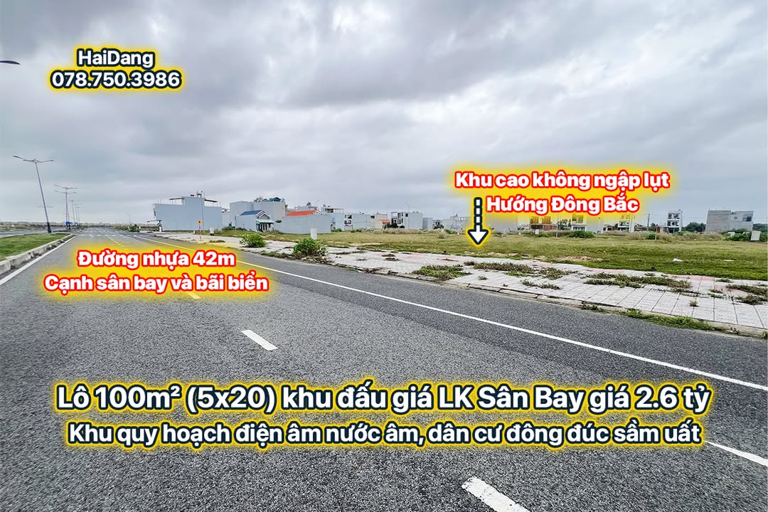 Đất nền 100m² phường Phú Yên giá 2.6 tỷ - Cơ hội đầu tư gần sân bay!