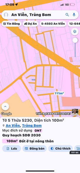 Đất thổ cư An Viễn Trảng Bom 100m² giá 1.2 tỷ - Sổ đỏ chính chủ