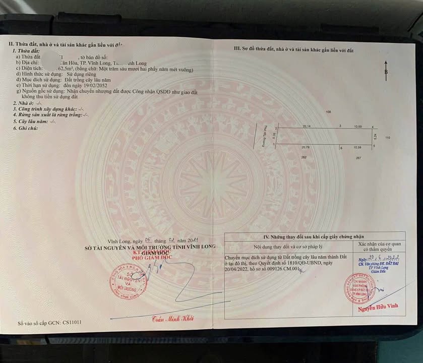 Bán đất nền mặt tiền đường Tân Phú, phường Tân Hòa, Vĩnh Long - Diện tích 162.5m², giá chỉ 1.1 tỷ!