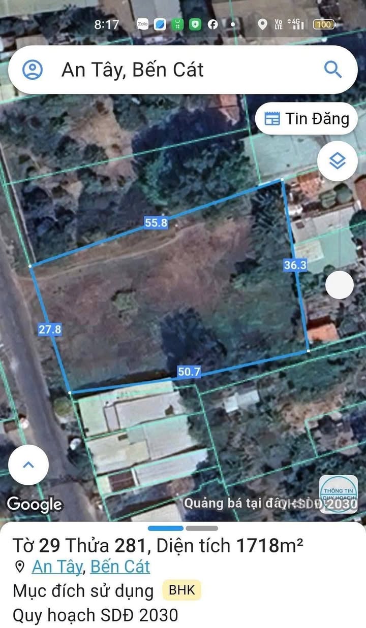 Lô đất mặt tiền HL 609, An Tây, Bến Cát, Bình Dương 1540m² - Cơ hội đầu tư sinh lời!