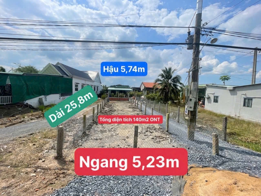 Bán đất thổ cư 2 mặt tiền ĐT 816, Ấp 4, Bình Đức, Bến Lức 140m² giá chỉ 1,97 tỷ