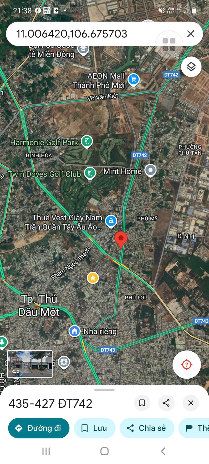 Đất nền Phú Mỹ Thủ Dầu Một 264m² giá 5 tỷ - Mặt tiền đường DX 46