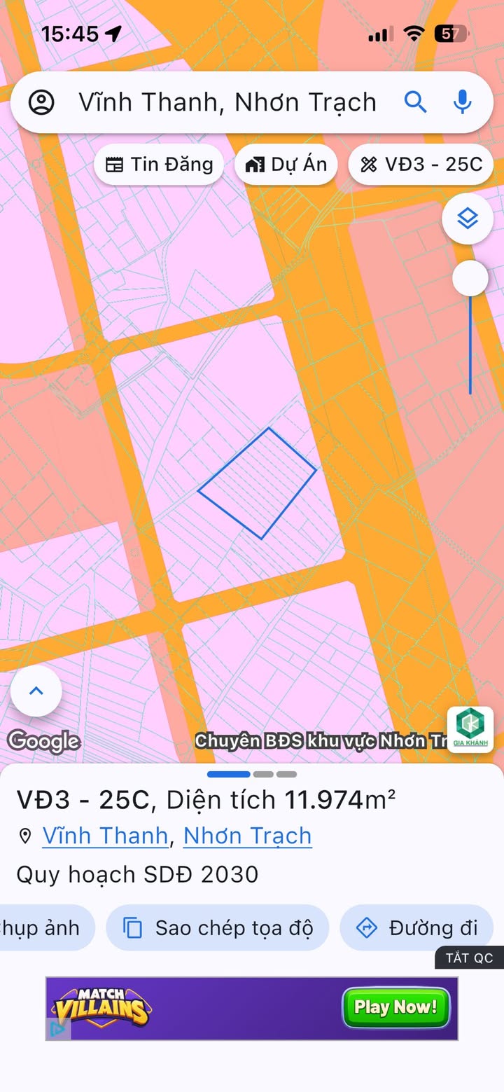 Đất nền 11.936m² tại xã Vĩnh Thanh, Nhơn Trạch - Giá chỉ 5 triệu/m²!