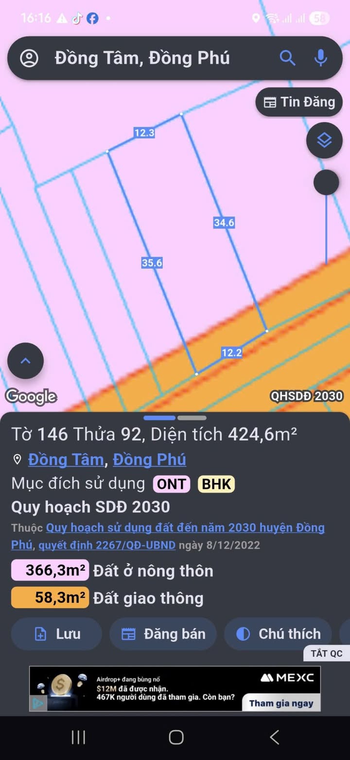 Đất nền Đồng Tiến 444m² giá 1 tỷ - Gần trường cấp 2-3, sổ đỏ chính chủ!