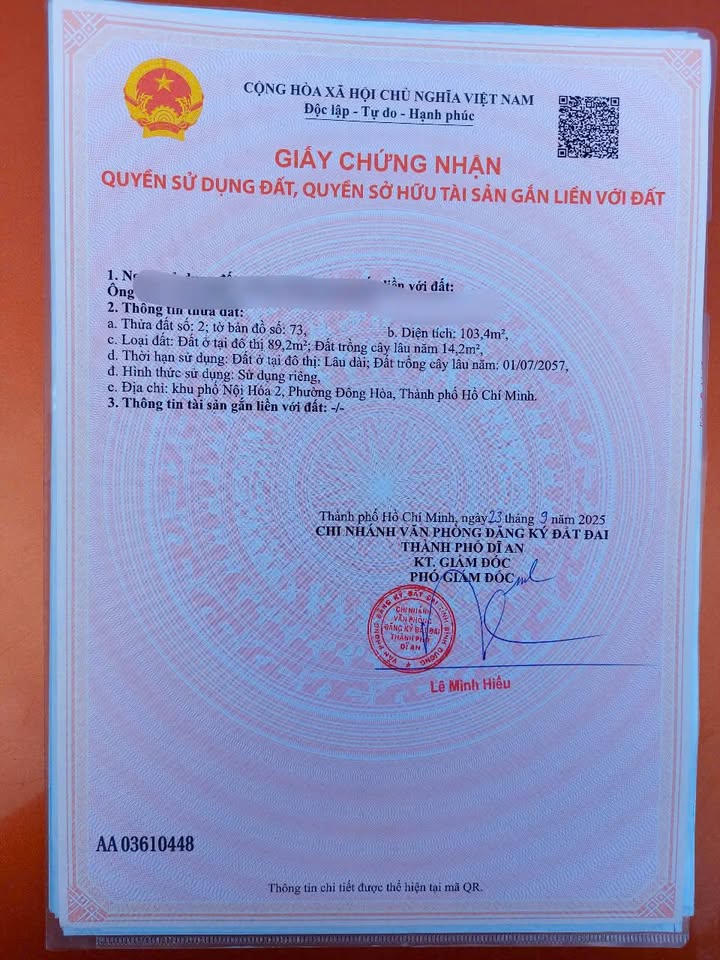 Nhà bán Dĩ An 103m² giá 5.5 tỷ - Vị trí trung tâm, rộng rãi!