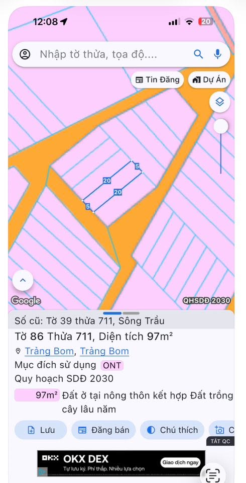 Đất thổ cư 100% tại ấp 5, Trảng Bom 100m² giá chỉ 900 triệu - Nhanh tay sở hữu!