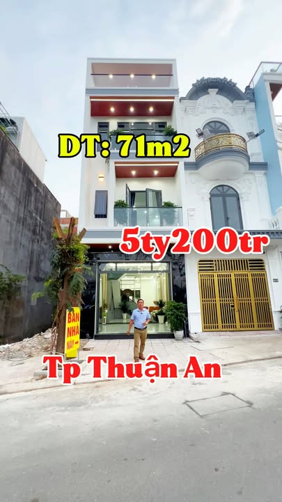 Nhà 3 Lầu Bình Chuẩn, Thuận An 71m² giá 5.2 tỷ - Nội thất cao cấp