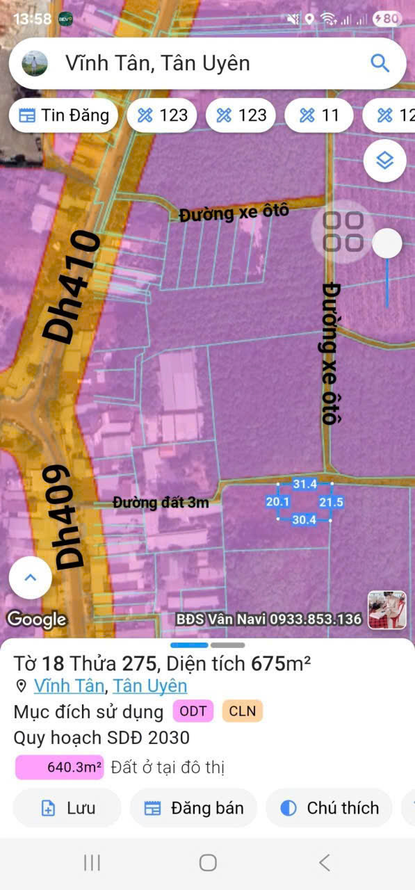 Đất Vĩnh Tân Tân Uyên 1.729,5m² - Tách lô dễ dàng, đầu tư sinh lời!