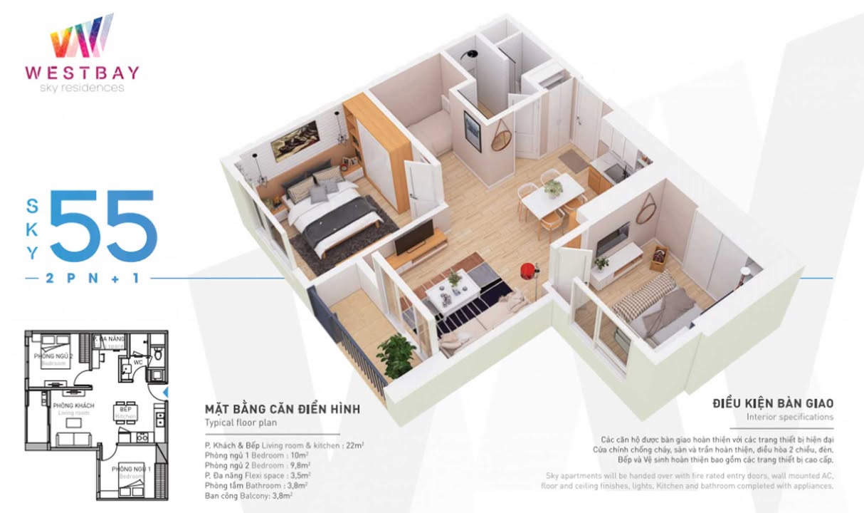 Căn hộ Westbay Văn Giang 55m² giá 3.5 tỷ - Tiện ích đầy đủ, ở ngay!
