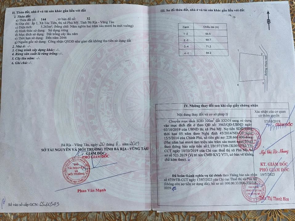 Lô đất 5.263m² tại xã Tóc Tiên, Phú Mỹ - Giá 18 tỷ, đầu tư sinh lời!