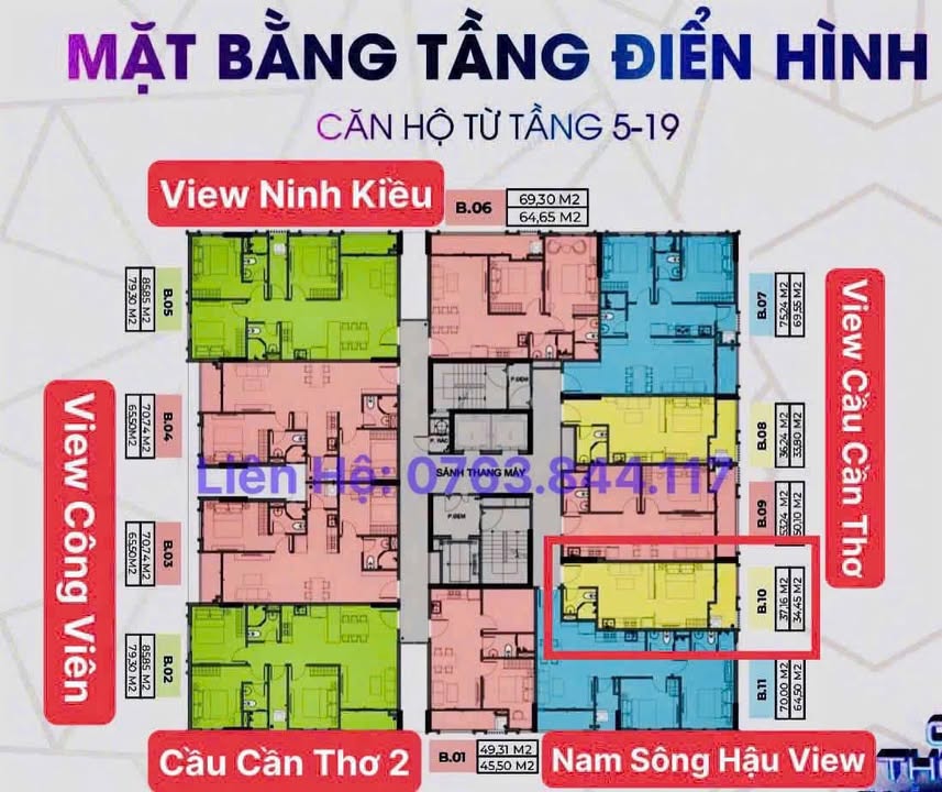 Căn hộ 1 phòng ngủ Cara River Park Cần Thơ 34m² giá 1.8 tỷ - View sông thoáng mát!