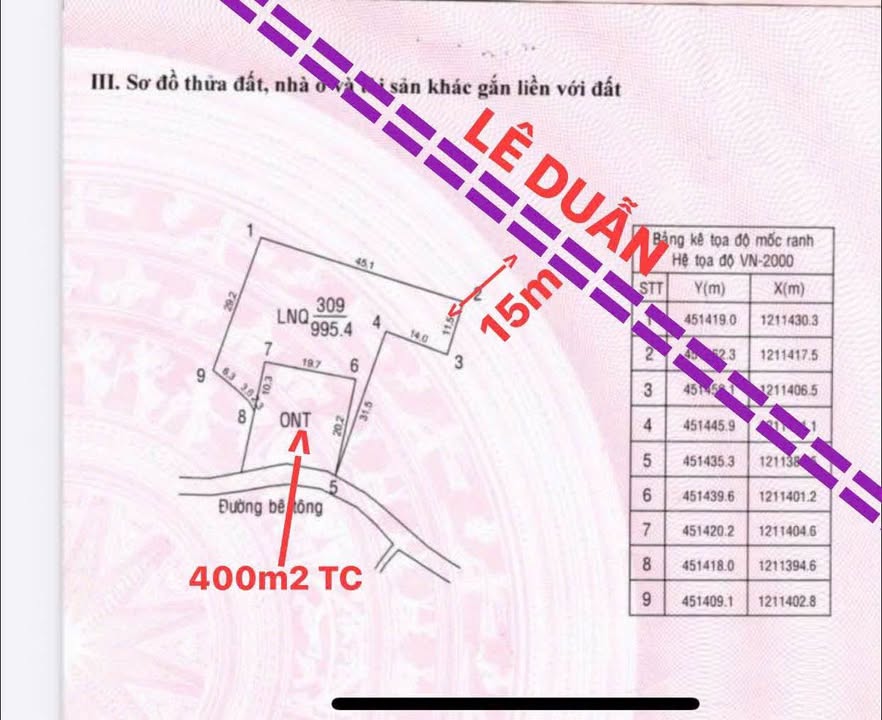 Đất thổ cư Lê Duẫn, Phú Hội 1400m² giá chỉ 2 tỷ - Cơ hội đầu tư hấp dẫn!