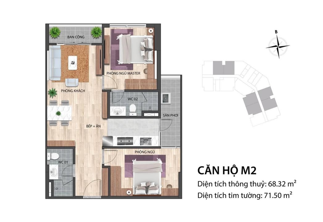 Căn hộ CC Misaki Tower Hạ Long 70m² giá 2,7 tỷ - Thiết kế phong thủy tốt!