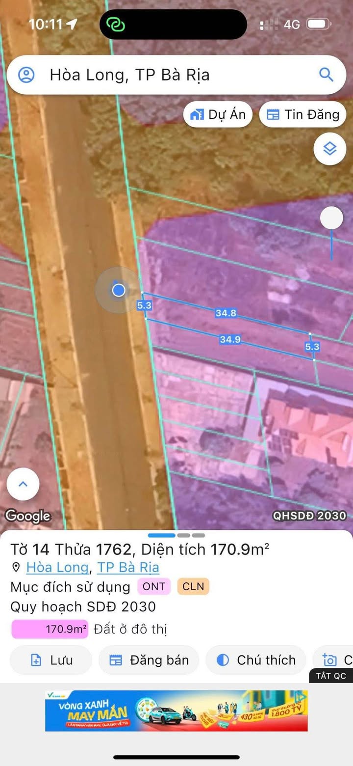 Đất mặt tiền đường D7, xã Hoà Long 100m² giá 2.55 tỷ - Đầu tư sinh lời ngay!