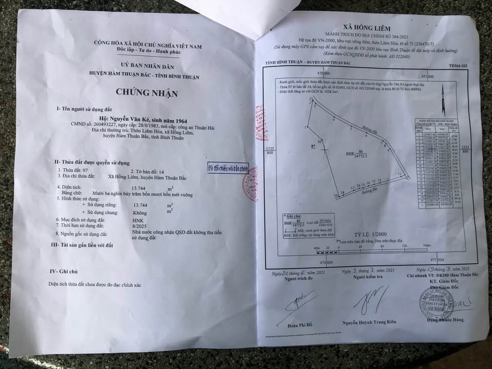 Đất cây lâu năm Hồng Liêm 13,744m² giá 1.65 tỷ - Cơ hội đầu tư tuyệt vời!