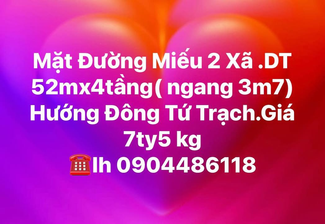 Nhà 4 tầng mặt đường Miếu Hai Xã, Hải Phòng 52m² giá 7.5 tỷ - Không thể bỏ qua!