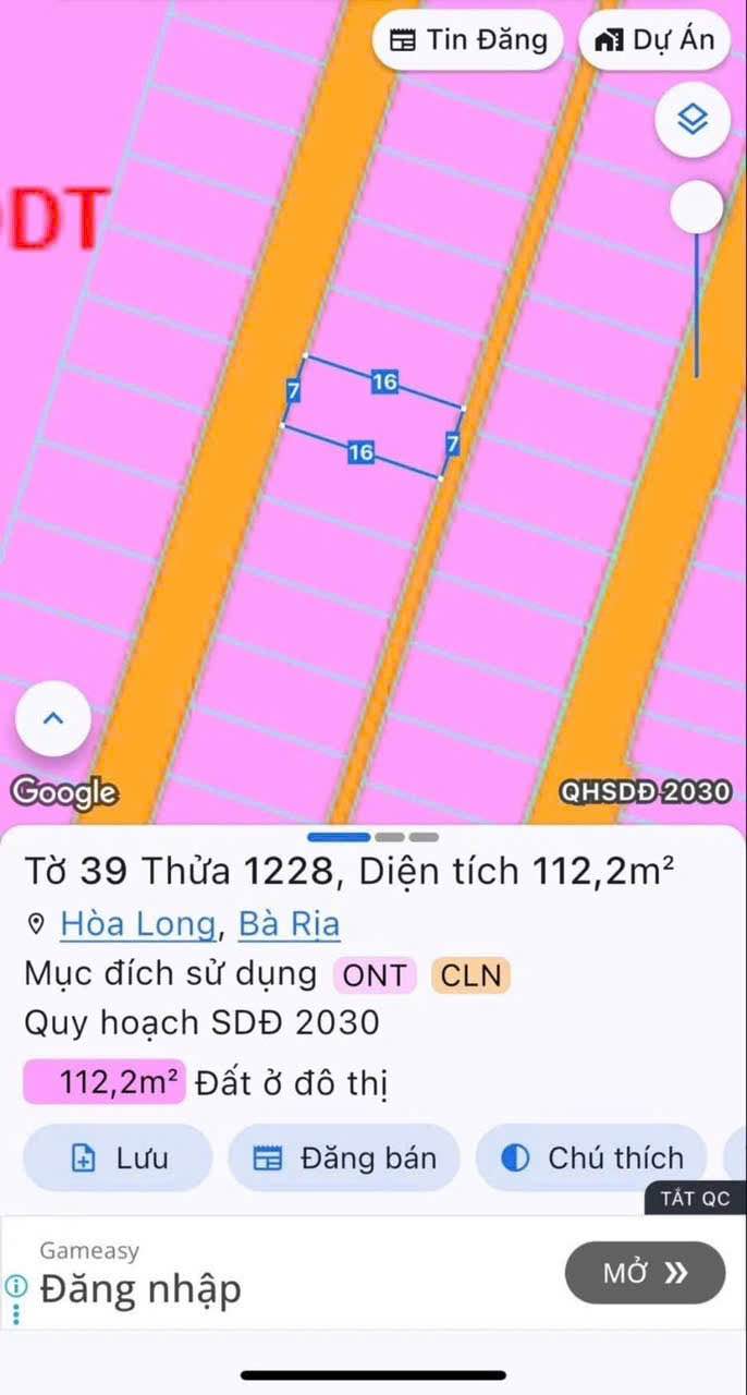 Đất thổ cư Hòa Long Bà Rịa 112m² giá 1.8 tỷ - Đầu tư sinh lời ngay!