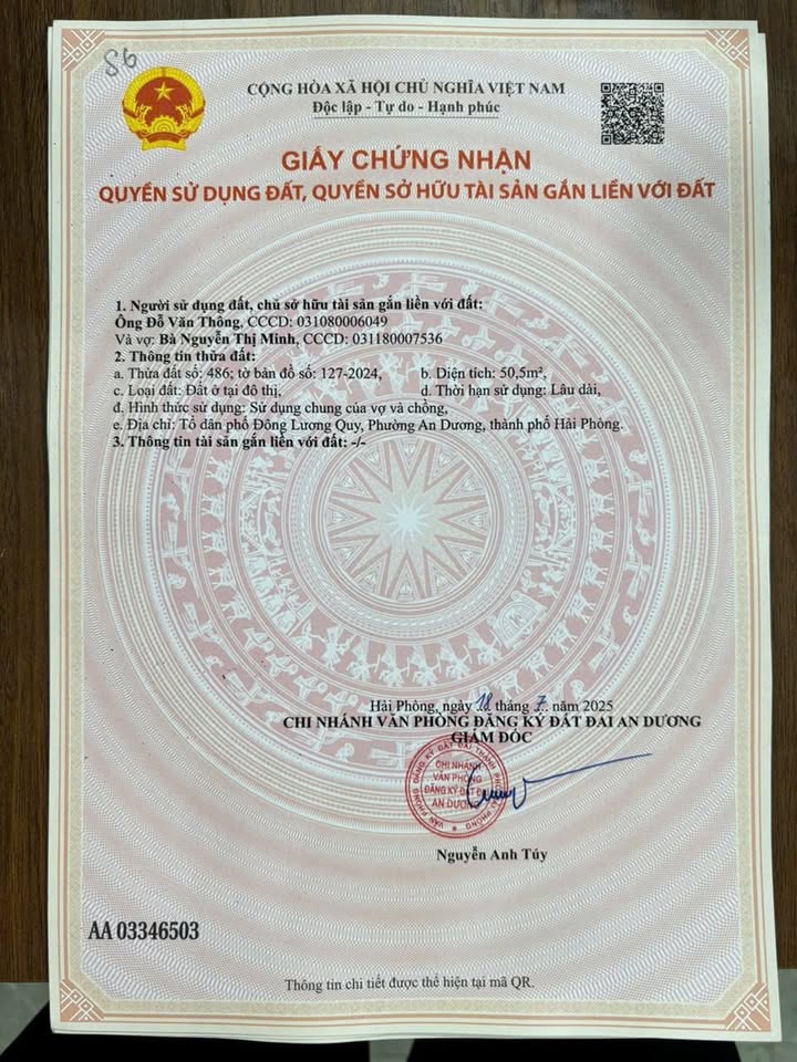 Đất nền Lương Quy, An Dương 50,5m² - Bán gấp, ô tô vào thoải mái!