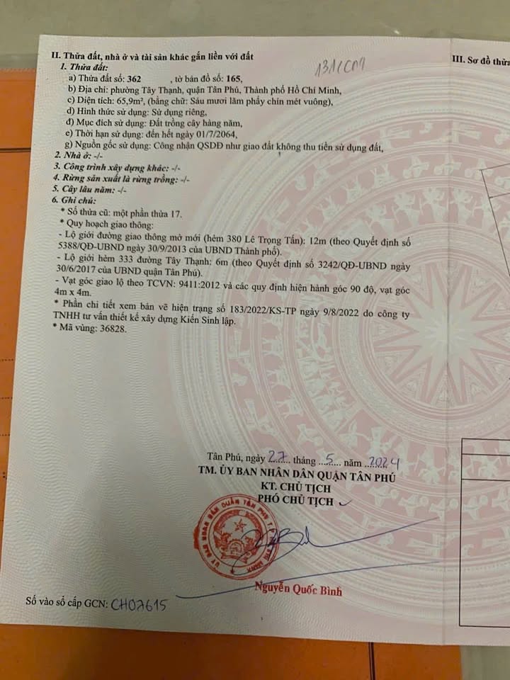 Đất góc 2 mặt tiền hẻm 6m Tây Thạnh, 65m² chỉ 2.2 tỷ - Cơ hội đầu tư tuyệt vời!