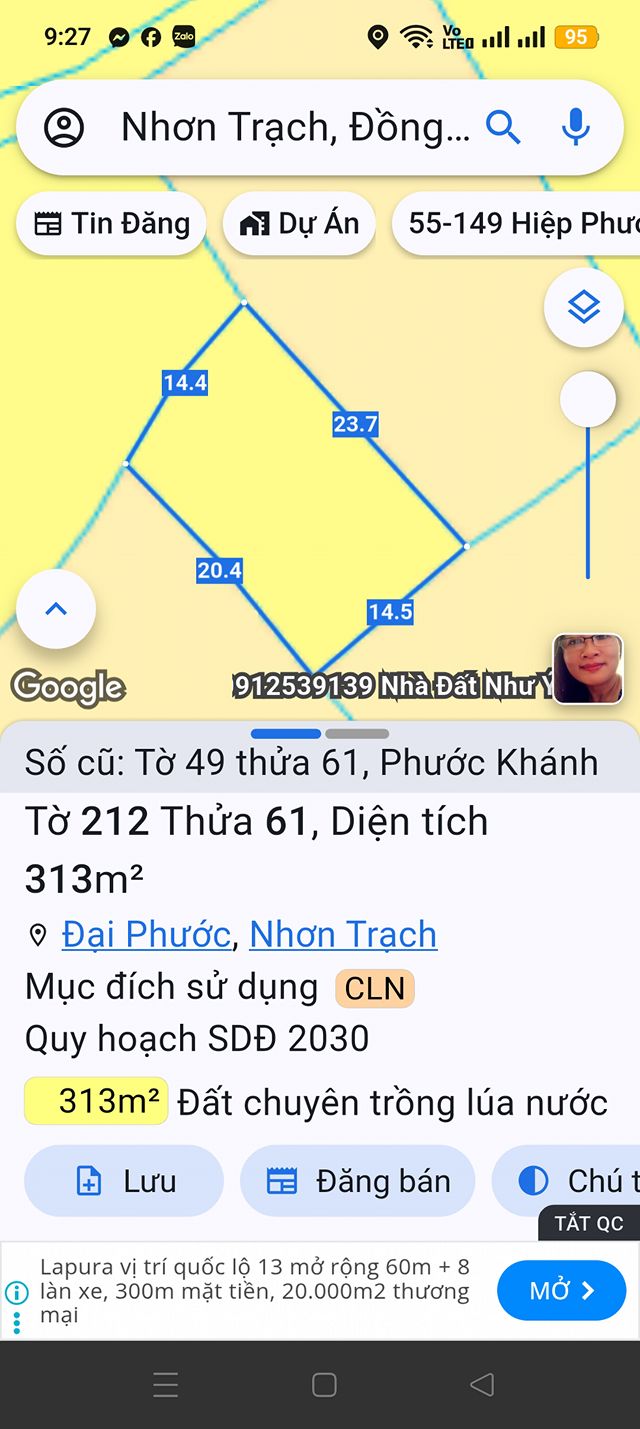 Đất nền Phước Khánh Nhơn Trạch 313m² giá 850 triệu - Đầu tư sinh lời ngay!