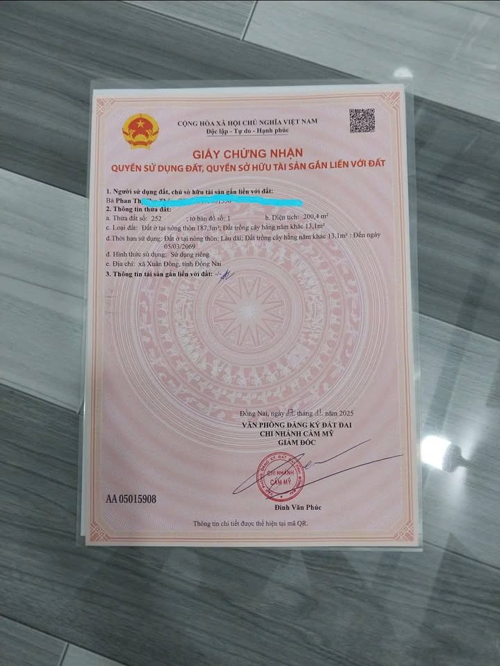 Đất thổ cư Cẩm Mỹ, Đồng Nai 200m² giá 530 triệu - Cơ hội đầu tư tuyệt vời!