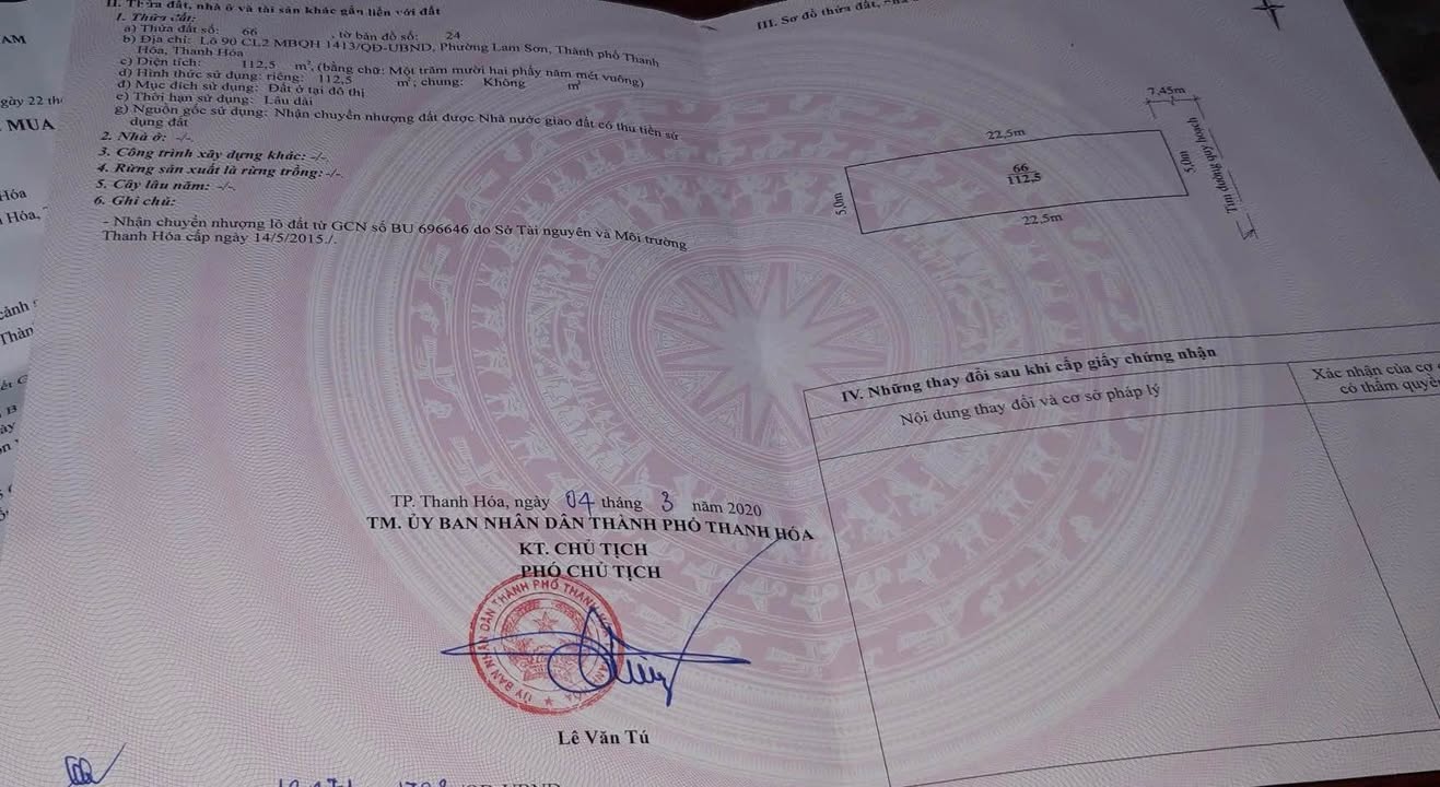 Đất nền Hạc Thành Thanh Hóa 112.5m² giá chỉ 5 tỷ - Đường rộng thuận tiện