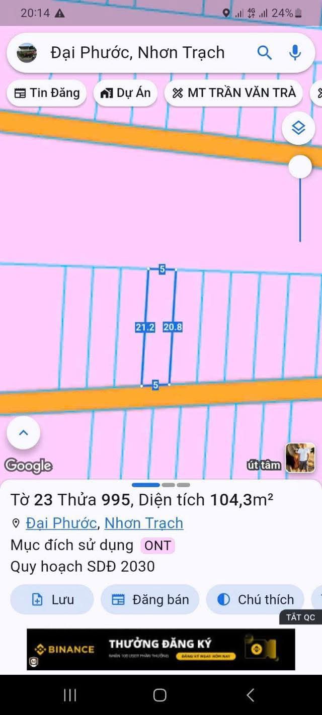 Đất nền Đại Phước Nhơn Trạch 104m² giá 2 tỷ - Đường ô tô thuận tiện!