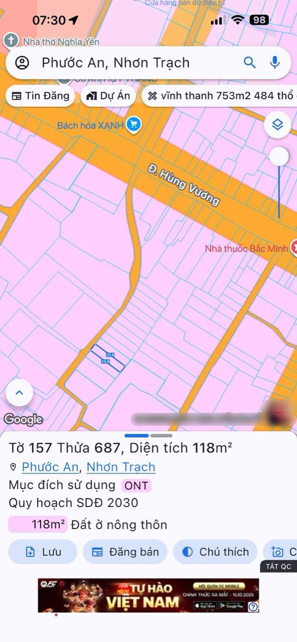 Đất nền Hùng Vương Vĩnh Thanh 118m² giá 1.8 tỷ - Đầu tư lý tưởng!