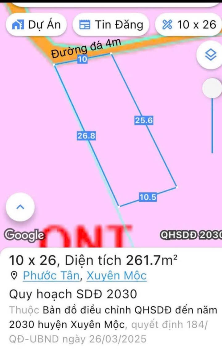 Đất nền xã Phước Tân, Xuyên Mộc 260m² giá 800 triệu - Cơ hội đầu tư hiếm có!