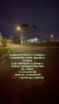 Đất nền lô góc 132m² tại chung cư Ecohome Nhơn Bình - Giá 4.599 tỷ - Cơ hội đầu tư tốt!