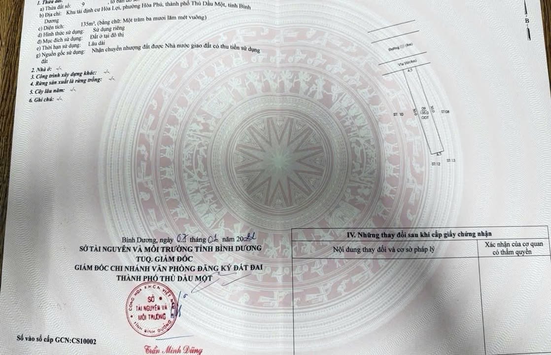 Bán nhà TDC Hòa Lợi, Bến Cát 135m² giá 3 tỷ - Thổ cư 100%, đường nhựa 7m thông thoáng!