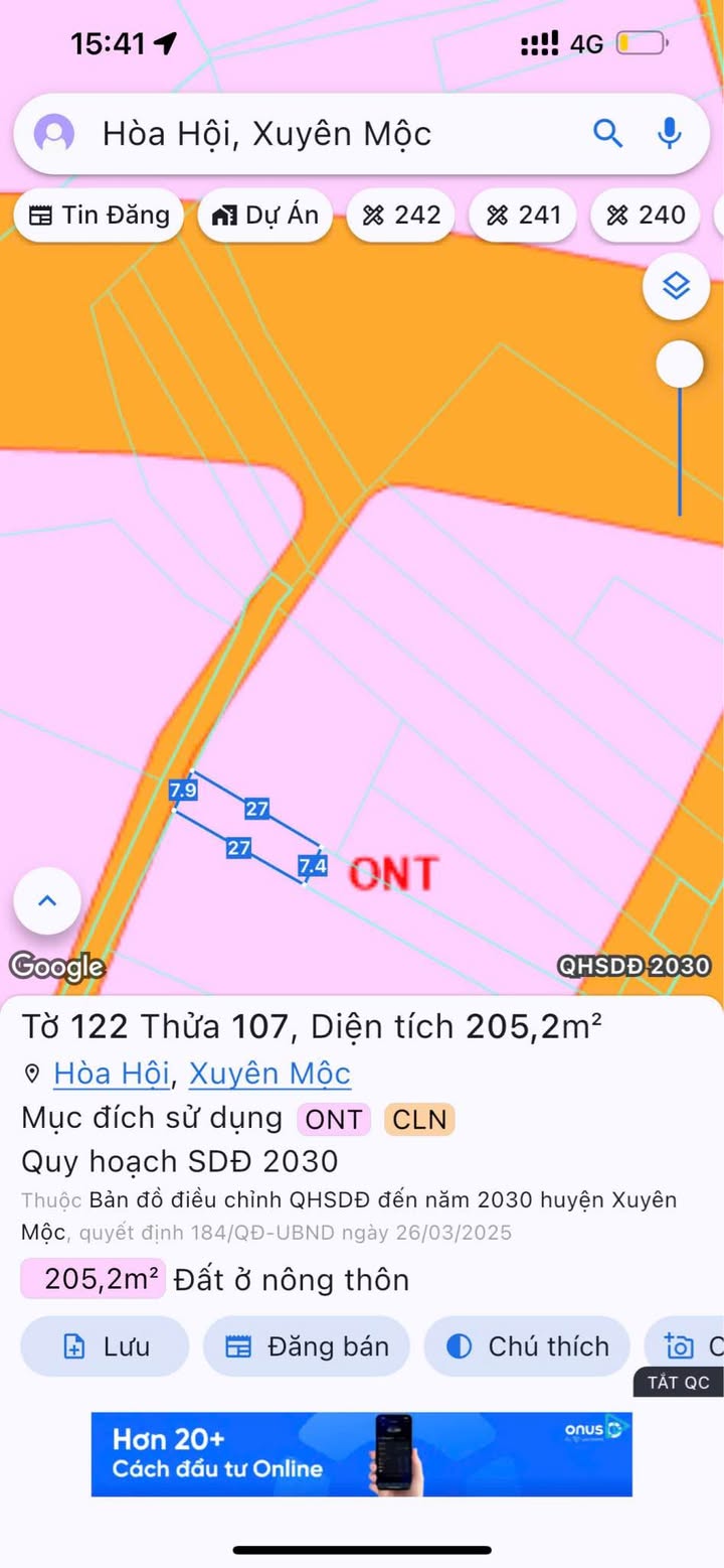 Đất nền Hòa Hội Xuyên Mộc 199m² giá 600 triệu - Đầu tư sinh lời ngay!