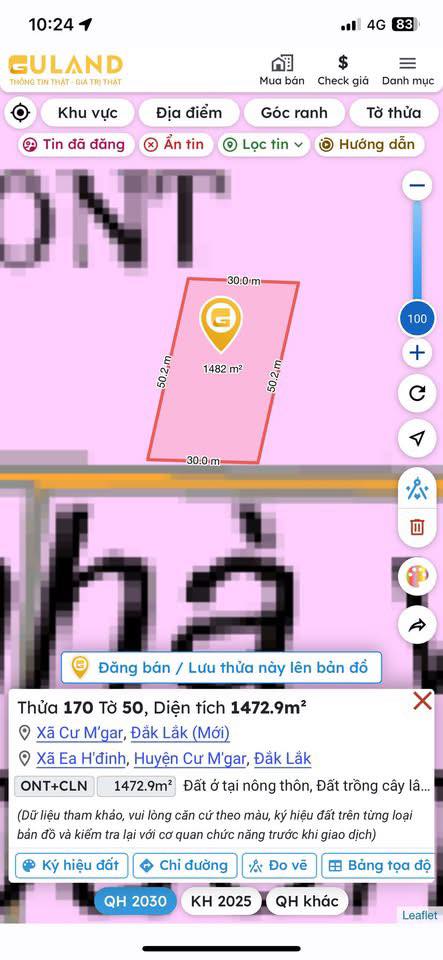 Đất nền Eahdin, Cư M'gar, Đắk Lắk 1500m² giá 4.5 tỷ - Đầu tư sinh lời ngay!