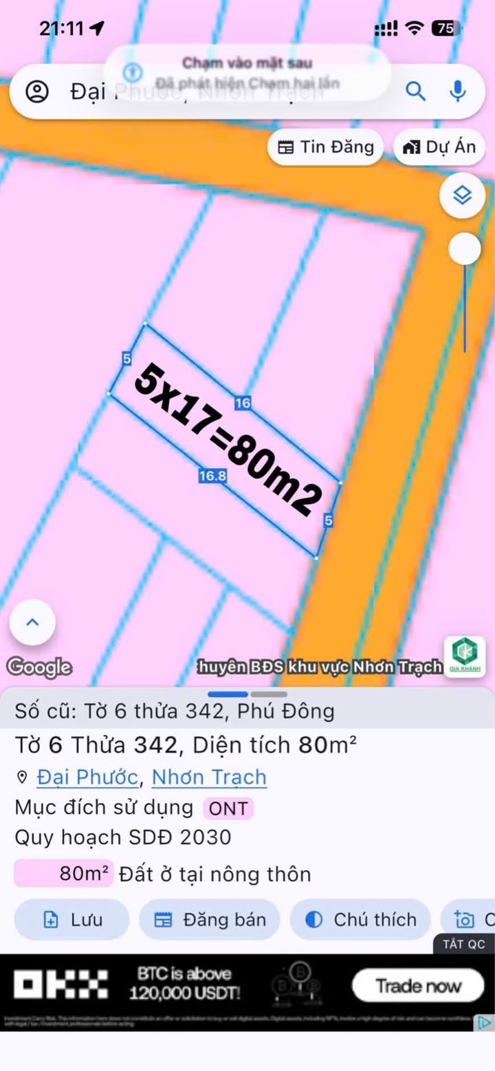 Đất thổ cư Đại Phước 80m² giá 2.25 tỷ - Vị trí đắc địa ngay trung tâm hành chính!