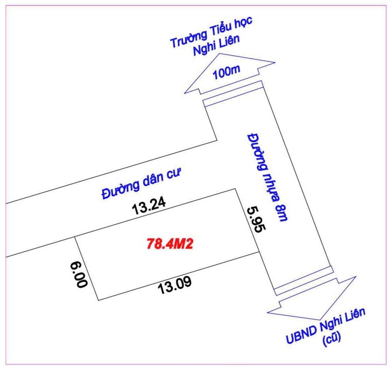 Đất nền Nghi Liên 78.4m² giá 2 tỷ - Lô góc mặt đường nhựa 8m, gần trường học!