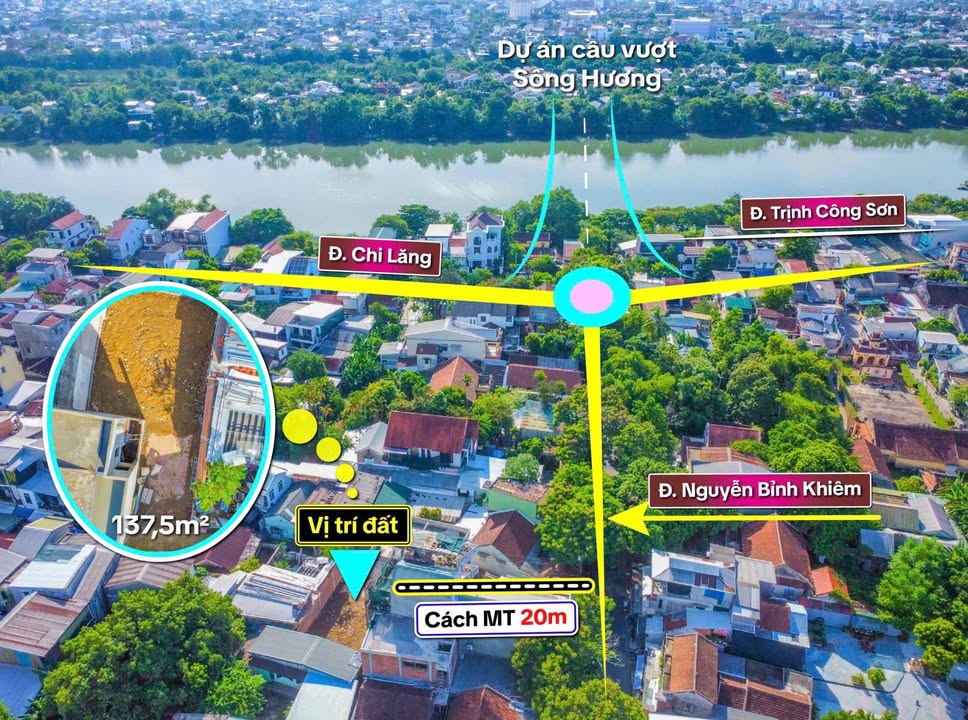 Đất kiệt ô tô đường Nguyễn Bỉnh Khiêm, phường Phú Xuân, 137,5m² - Sổ hồng chính chủ!