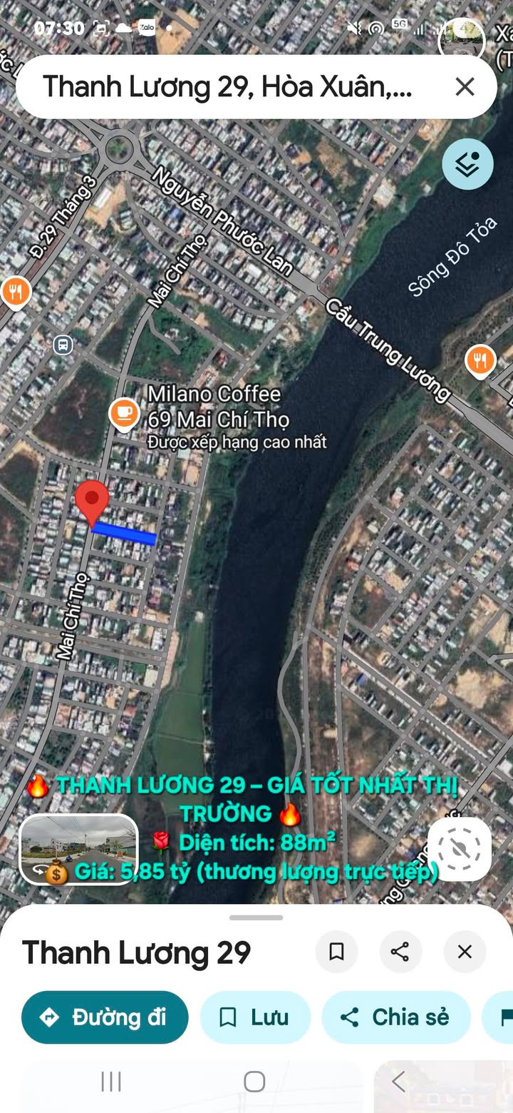 Đất nền đường Thanh Lương 29, Đà Nẵng 88m² giá 5.85 tỷ - Tiềm năng sinh lời cao!